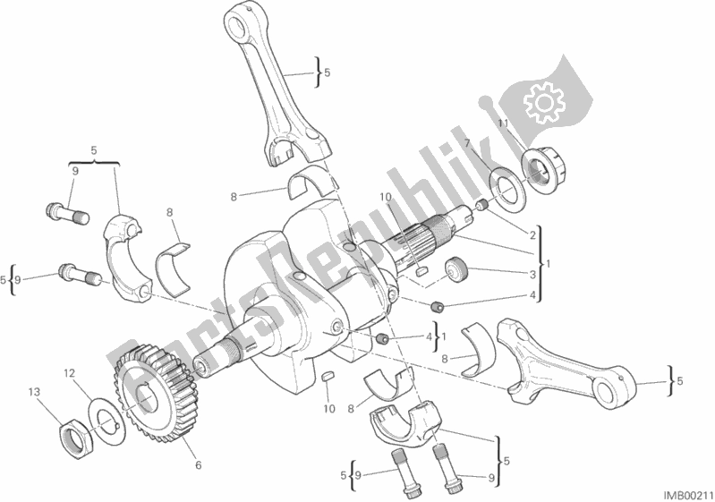Alle onderdelen voor de Drijfstangen van de Ducati Hypermotard Hyperstrada Thailand 821 2015